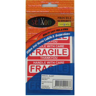 Parcel Alert (Fragile) 27x75mm x 40 labels